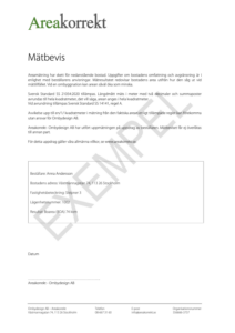 Mätbevis exempel | AreaKorrekt